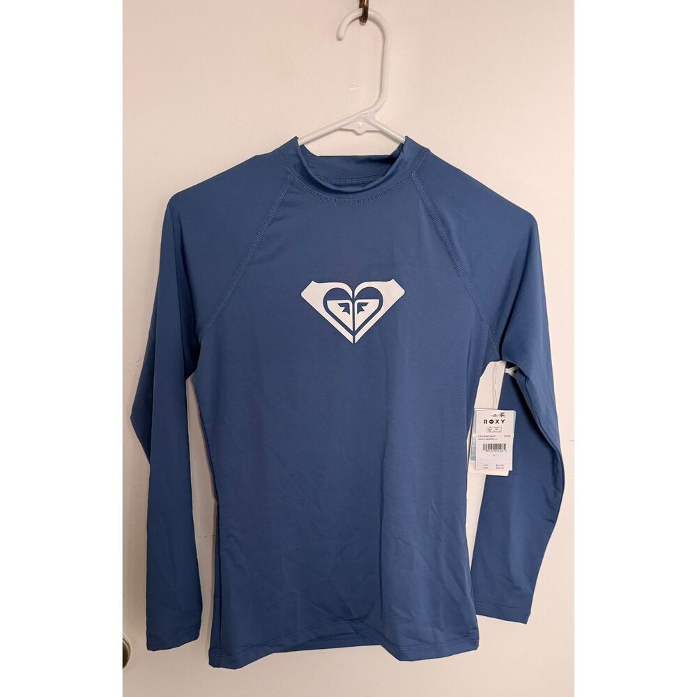 Roxy Whole Hearted Blue Long Sleeve UPF 50+ Rash Guard NWT Small ERJWR03547